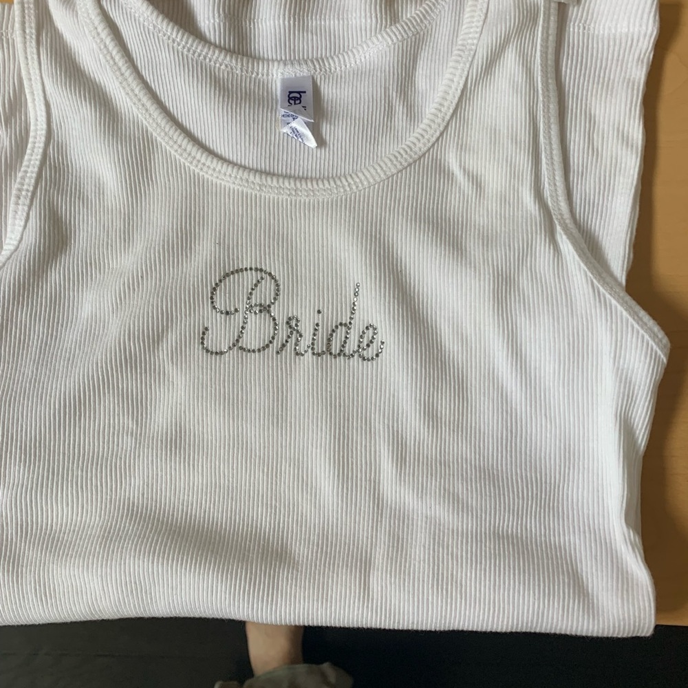 Bride tank with rhinestones